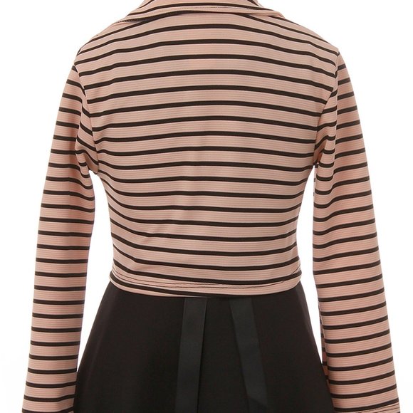 Toddler Girls Dress Set 2 Pieces Jacket Stripes Summer Flower Girl Dress Clothes - Picture 4 of 5